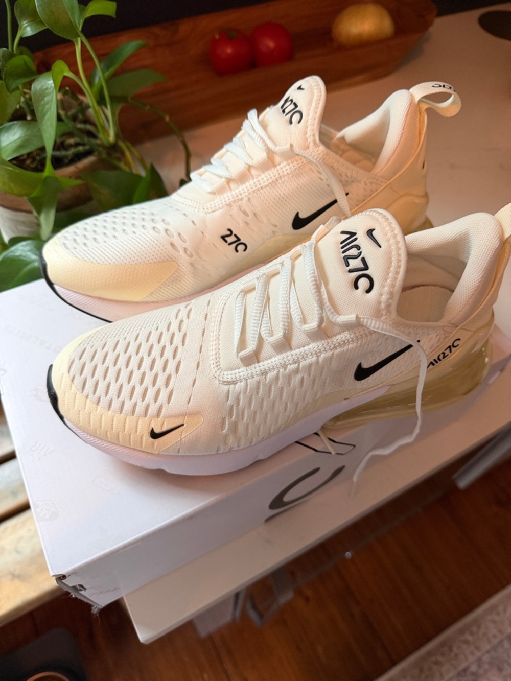 Nike Air Max 270 Cream/Black Athletic Sneakers